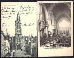 LOT 2 CPA PRECURSEURS- FRANCE- RAMBOUILLET (78)- L'EGLISE AVEC ANIMATION EXTERIEURE ET L'INTERIEUR EN GROS PLAN - Rambouillet