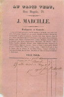 FACTURE   Au Tapis Vert J. MARCILLE   1841   Orléans    2 Scans - Textile & Clothing