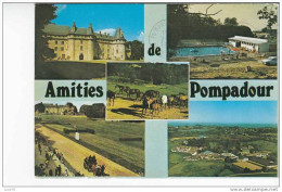 POMPADOUR  -  Amitiés  -  5 Vues :  Le Château - La Piscine - Le Champ De Course - Vue Générale - N° 20 - Arnac Pompadour