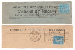 2 Rares Flammes Sur Fragment :AVIGNON Palais Des Papes Cycle Du Moyen Age 44, 5, 6 Juillet 1925 Et 1938  (74123) - Storia Postale