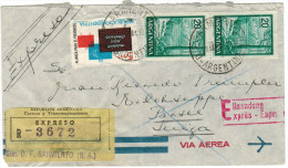 ARGENTINA - 1964 - Air Mail - Expreso - Exprès - Maestro Para America + 2 X Lago - Viaggiata Da Sarmiento A Basel, Sv... - Storia Postale