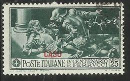 EGEO 1930 CASO FERRUCCI CENT. 25 CENTESIMI USATO USED OBLITERE´ - Ägäis (Caso)