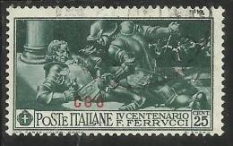 COLONIE ITALIANE EGEO 1930 COO (COS) FERRUCCI CENT. 25 CENTESIMI USATO USED OBLITERE´ - Egeo (Coo)