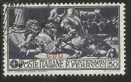 COLONIE ITALIANE EGEO 1930 COO (COS) FERRUCCI CENT. 50 CENTESIMI USATO USED OBLITERE´ - Egée (Coo)