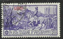 EGEO 1930 LERO (LEROS) FERRUCCI CENT. 20 CENTESIMI USATO USED OBLITERE´ - Egeo (Lero)