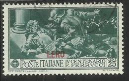 EGEO 1930 LERO FERRUCCI CENT. 25 CENTESIMI USATO USED OBLITERE´ - Aegean (Lero)