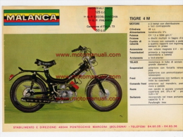 Malanca 50 Tigre 4M - Cross 50 3M 1974 Depliant Brochure Originale Factory Brochure Catalog Prospekt - Motorräder