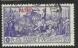 EGEO 1930 PATMO (PATMOS)  FERRUCCI CENT. 20 CENTESIMI USATO USED OBLITERE´ - Egée (Patmo)