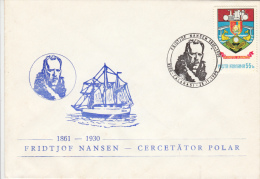 FRIDTJOF NANSEN, POLAR EXPLORER, SHIP, SPECIAL COVER, 1980, ROMANIA - Esploratori E Celebrità Polari