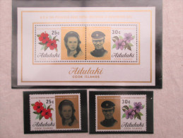 AITUTAKI (COOK ISLANDS) 1973 ROYAL WEDDING Princess ANNE To MARK PHILLIPS SET TWO STAMPS + MINISHEET MNH. - Aitutaki