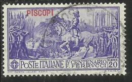 EGEO 1930 PISCOPI FERRUCCI CENT. 20 CENTESIMI USATO USED OBLITERE´ - Egeo (Piscopi)