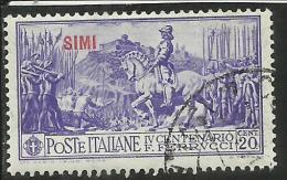 EGEO 1930 SIMI FERRUCCI CENT. 20 CENTESIMI USATO USED OBLITERE´ - Aegean (Simi)