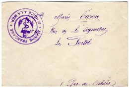 TB 569 - MILITARIA - Lettre - Franchise Militaire - Marine Française - Service A  La Mer - CHERBOURG Pour LE PORTEL - Naval Post