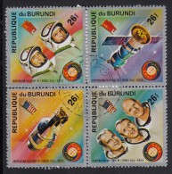 Burundi Used Scott #477 Block Of 4 26fr Apollo Soyuz Space Test Project - USA