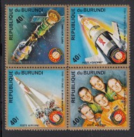 Burundi MNH Scott #C217 Block Of 4 40fr Apollo Soyuz Space Test Project - Ongebruikt