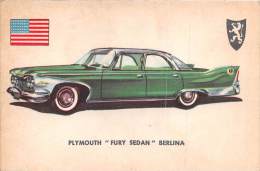 02752 "PLYMOUTH FURY SEDAN"  CAR.  ORIGINAL TRADING CARD. " AUTO INTERNATIONAL PARADE, SIDAM - TORINO". 1961 - Motori
