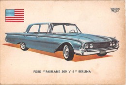 02755 "FORD FAIRLANE 500 V 8 SEDAN"  CAR.  ORIGINAL TRADING CARD. " AUTO INTERNATIONAL PARADE, SIDAM - TORINO". 1961 - Moteurs