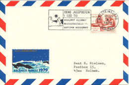 Greenland Card Sent To Denmark With Special Christmas Seal, Cancel Post Early For Christmas Holsteinsborg 19-11-1979 - Storia Postale