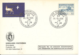 Greenland Card With Special Christmas Postmark And A Christmas Seal Sdr. Strömfjord 24-12-1974 - Storia Postale