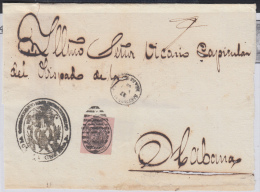 1858-H-58. * CUBA ESPAÑA SPAIN. ISABEL II. CORREO OFICIAL S/F. OFFICIAL MAIL. SOBRE 1 ONZA. SAN ANTONIO DE LAS LAJAS. - Prefilatelia