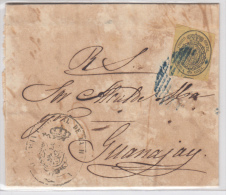 1858-H-63* CUBA ESPAÑA SPAIN. ISABEL II. CORREO OFICIAL. 1867. OFFICIAL MAIL. SOBRE ½ ONZA. MARCA PARRILLA LINEAS - Prefilatelia