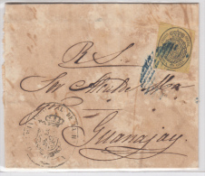 1858-H-63* CUBA ESPAÑA SPAIN. ISABEL II. CORREO OFICIAL. 1867. OFFICIAL MAIL. SOBRE ½ ONZA. MARCA PARRILLA LINEAS - Prephilately