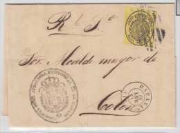 1858-H-65* CUBA ESPAÑA SPAIN. ISABEL II. CORREO OFICIAL. 1861. OFFICIAL MAIL. SOBRE ½ ONZA. MARCA PARRILLA LINEAS - Préphilatélie