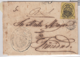 1858-H-66.* CUBA ESPAÑA SPAIN. ISABEL II. CORREO OFICIAL. S/F. OFFICIAL MAIL. SOBRE ½ ONZA. MARCA PARRILLA LINEAS - Prephilately