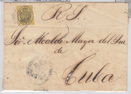 1858-H-71.* CUBA ESPAÑA SPAIN. ISABEL II. CORREO OFICIAL. S/F. OFFICIAL MAIL. SOBRE ½ ONZA. MARCA PARRILLA LINEAS - Préphilatélie