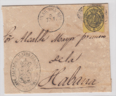 1858-H-72* CUBA ESPAÑA SPAIN. ISABEL II. CORREO OFICIAL S/F. OFFICIAL MAIL. SOBRE ½  ONZA. MARCA FECHADOR PINAR D - Préphilatélie