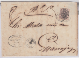 1858-H-74. * CUBA ESPAÑA SPAIN. ISABEL II. CORREO OFICIAL. 1863. OFFICIAL MAIL. SOBRE 1 ONZA. FECHADOR POZAS. RARO. - Prephilately