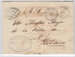 1861-H-14. * CUBA ESPAÑA SPAIN. ISABEL II. CORREO OFICIAL. 1861. OFFICIAL MAIL. SOBRE FECHADOR GUARA. RARO. - Voorfilatelie