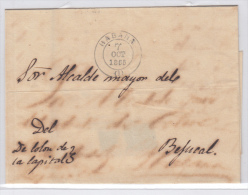 1865-H-9. * CUBA ESPAÑA SPAIN. ISABEL II. CORREO OFICIAL 1865. OFFICIAL MAIL. SOBRE C/  MARCA HABANA MODIFICADA. BELLA E - Prefilatelia