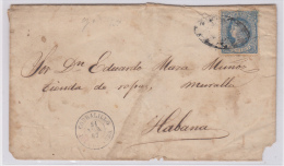 1867-H-6. CUBA ESPAÑA SPAIN. ISABEL II. 1867. Ed.19. SOBRE 10c. DE CORRALILLO A LA HABANA. RARA MARCA. - Prefilatelia