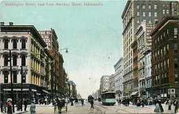 228393-Indiana, Indianapolis, Washington Street, East From Meridian Street, Business District, Trolley, Tram, UDB - Indianapolis