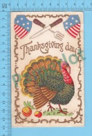 Thanksgiving Day ( Embossed, Gold Print, Cover Union City Ind. 1909 US Flag ) CPA Carte Postale Postcard Recto/verso - Thanksgiving