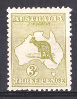 Australia 1913 Kangaroo 3d Olive 1st Watermark Die II MH - Listed Variety - Nuovi