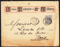 NEDERLAND 1896 FIRMA COVER "Fa:JANSSEN&Cie TILBURG Naar PARIJS - Storia Postale