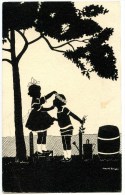 Mädchen Schmückt Knaben Mit Blütenkranz, Manni Grosze, Kleiner Verlag Berlin, - Scherenschnitt - Silhouette