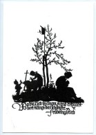 Mutter Mit Kindern, Spruch, Mädchen Mit Puppe.Ernest Potuczek - Lindenthal, Kiel - Silhouetkaarten