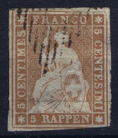 Switserland, 1854 Yv Nr 26 D Papier Mince Used  Has Some Thin Spots - Oblitérés