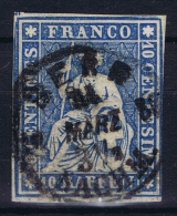 Switserland, 1854 Yv Nr 27 A Papier Moyen  Used - Oblitérés