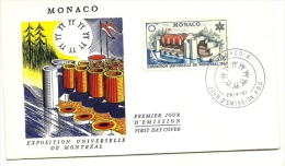 1967 - Monaco 727 Esposizione Di Montreal - Fdc    14/49M - 1967 – Montreal (Canada)