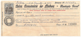 Lisboa - Cheque De 1960 Da Caixa Económica - Montepio Geral - Numismática - Notafilia - Chèques & Chèques De Voyage