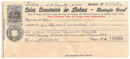 Lisboa - Cheque De 1960 Da Caixa Económica - Montepio Geral - Numismática - Notafilia - Cheques & Traverler's Cheques