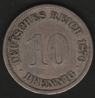 DEUTSCHES REICH 10 PFENNIG 1876 A - 10 Pfennig