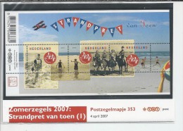 Pz.- Nederland Postfris PTT Mapje Nummer 353 - 04-04-2007 - Zomerzegels 2007: Strandpret Van Toen. 2 Scans - Ongebruikt