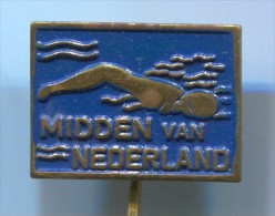 Swimming / Schwimmen - MIDDEN VAN NEDERLAND, Netherlands, Vintage Pin, Badge - Schwimmen