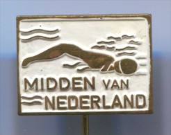 Swimming / Schwimmen - MIDDEN VAN NEDERLAND, Netherlands, Vintage Pin, Badge - Nuoto