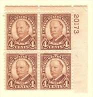 USA SC #685 MNH PB4  1930 Taft #20173, CV $20.00 - Números De Placas